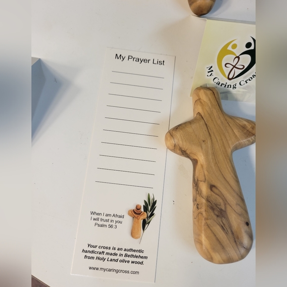 1 LARGE 4" light washed pine wood. handmade, palm worry cross. Meditation - Picture 11 of 11